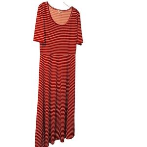 NWOT LulaRoe Ana Scoop Neck red stripe 3/4 Sleeve Maxi Dress plus size 3X